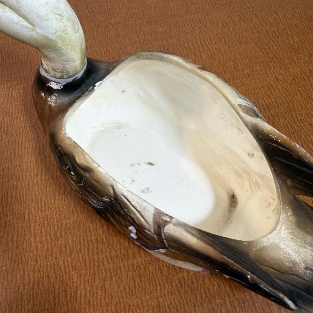 Vintage Napcoware 1960's Mallard Duck Decoy Planter Multicolor Signed
